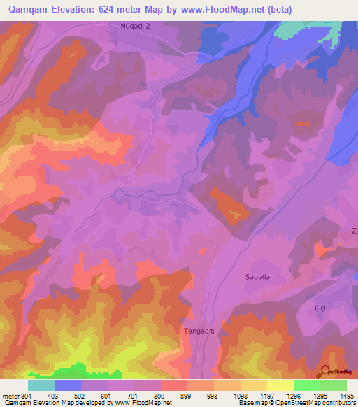 Qamqam,Azerbaijan Elevation Map