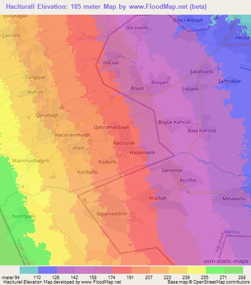 Haciturali,Azerbaijan Elevation Map
