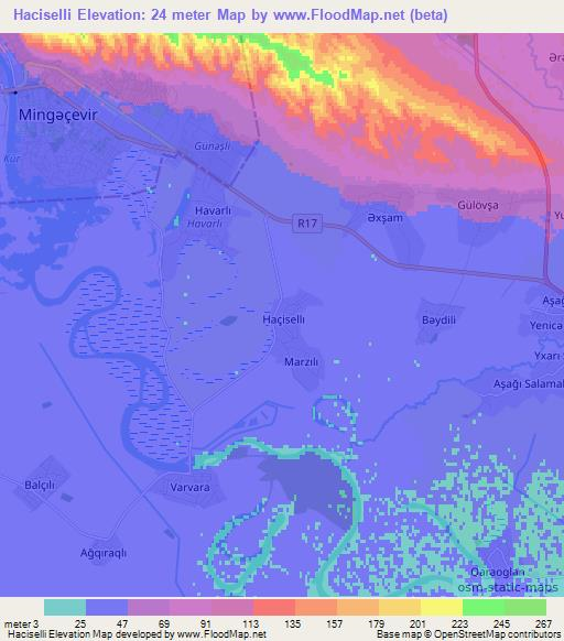 Haciselli,Azerbaijan Elevation Map