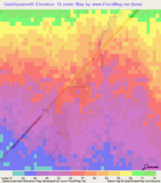Gadzhysamedli,Azerbaijan Elevation Map