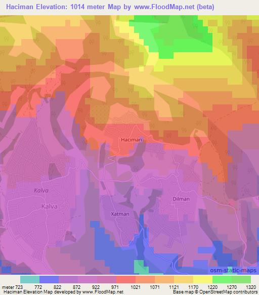 Haciman,Azerbaijan Elevation Map