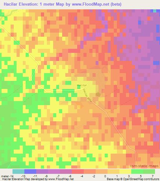 Hacilar,Azerbaijan Elevation Map