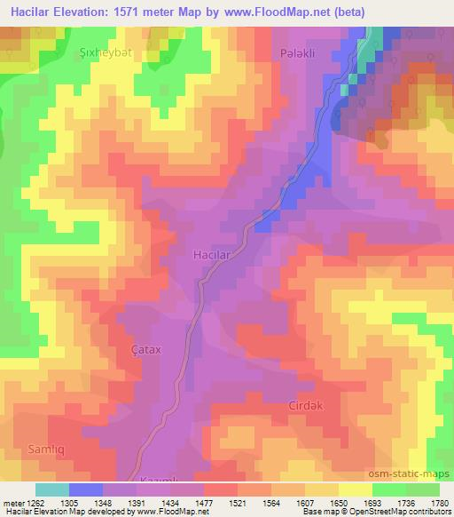Hacilar,Azerbaijan Elevation Map