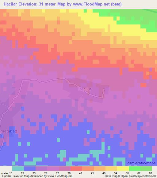 Hacilar,Azerbaijan Elevation Map