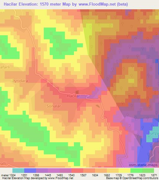 Hacilar,Azerbaijan Elevation Map