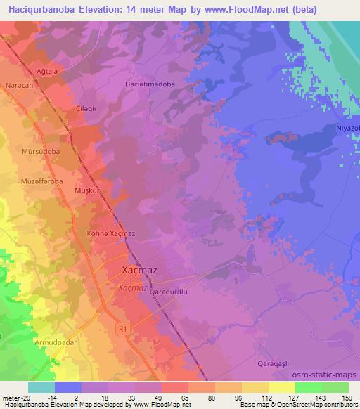Haciqurbanoba,Azerbaijan Elevation Map