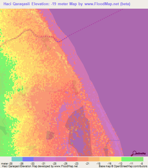 Haci Qaraqasli,Azerbaijan Elevation Map