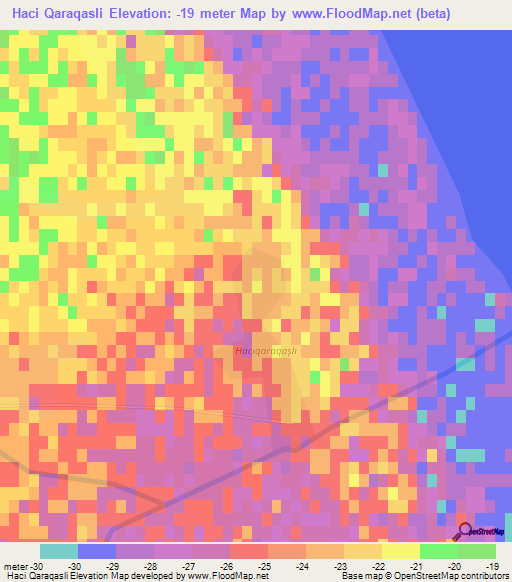 Haci Qaraqasli,Azerbaijan Elevation Map
