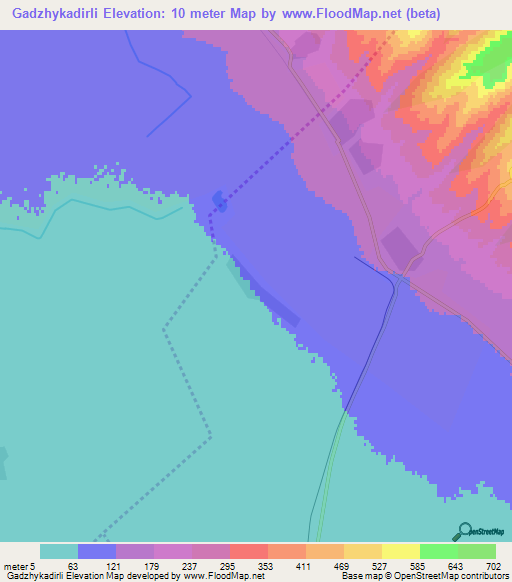 Gadzhykadirli,Azerbaijan Elevation Map