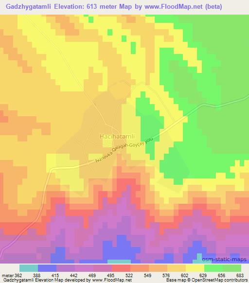 Gadzhygatamli,Azerbaijan Elevation Map