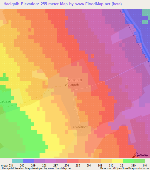 Haciqaib,Azerbaijan Elevation Map