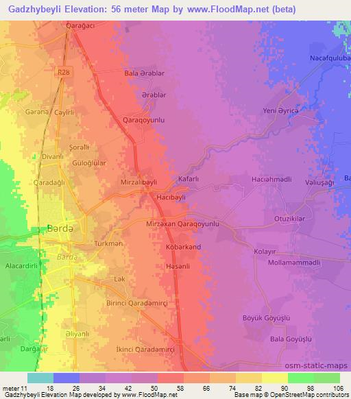 Gadzhybeyli,Azerbaijan Elevation Map
