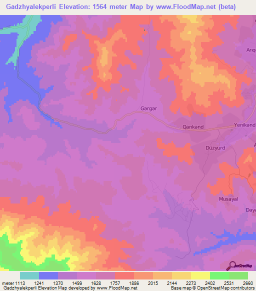 Gadzhyalekperli,Azerbaijan Elevation Map