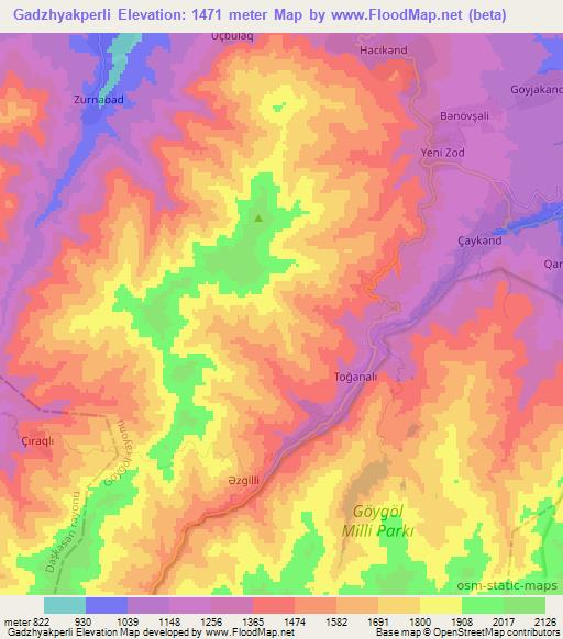 Gadzhyakperli,Azerbaijan Elevation Map