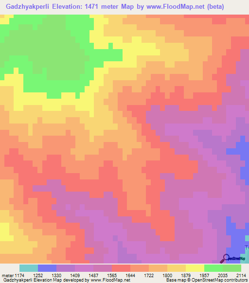 Gadzhyakperli,Azerbaijan Elevation Map