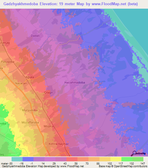 Gadzhyakhmedoba,Azerbaijan Elevation Map