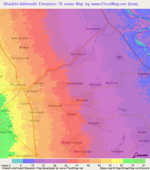 Khadzhi-Akhmedli,Azerbaijan Elevation Map