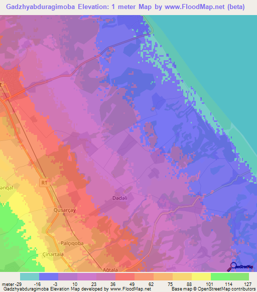 Gadzhyabduragimoba,Azerbaijan Elevation Map