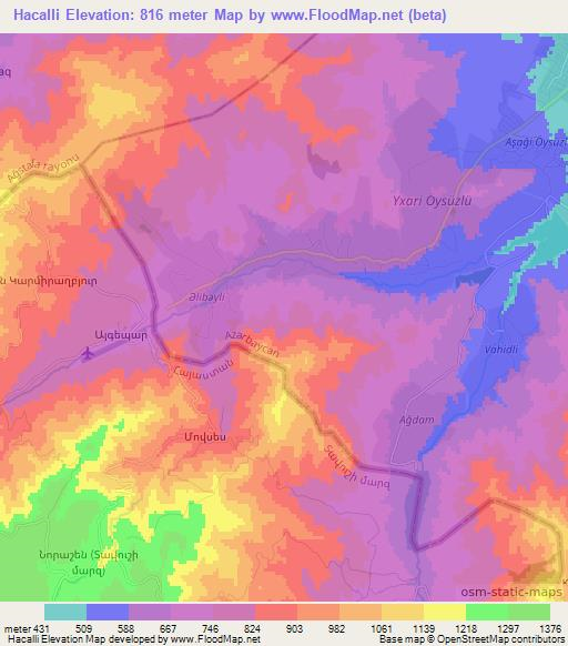 Hacalli,Azerbaijan Elevation Map