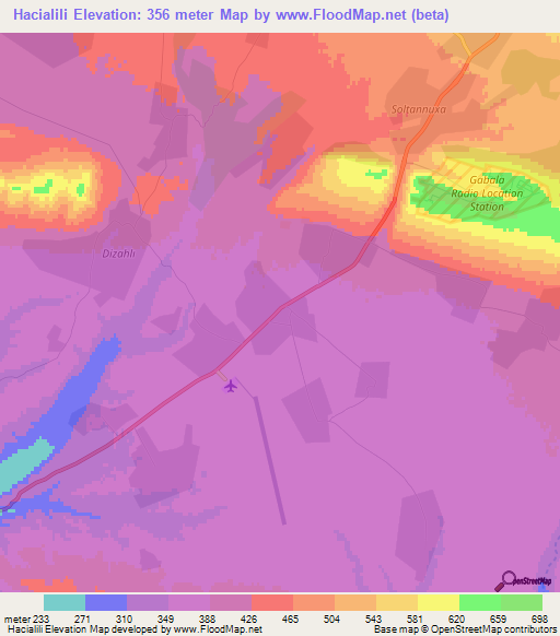 Hacialili,Azerbaijan Elevation Map