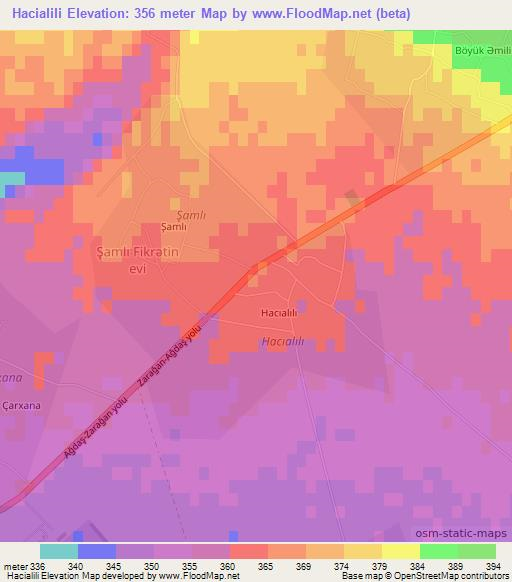 Hacialili,Azerbaijan Elevation Map