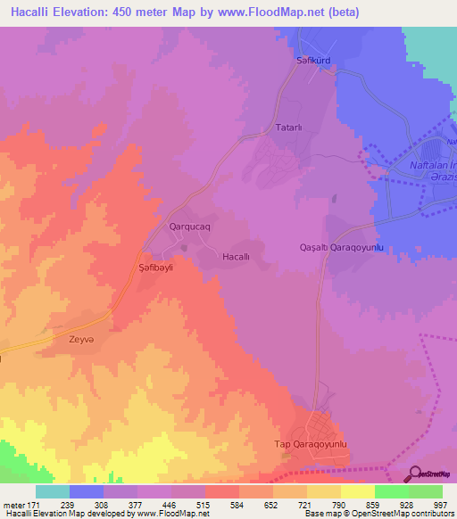 Hacalli,Azerbaijan Elevation Map