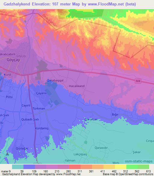 Gadzhalykend,Azerbaijan Elevation Map