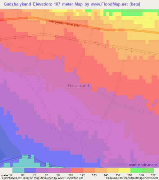 Gadzhalykend,Azerbaijan Elevation Map