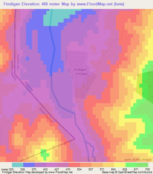 Findigan,Azerbaijan Elevation Map