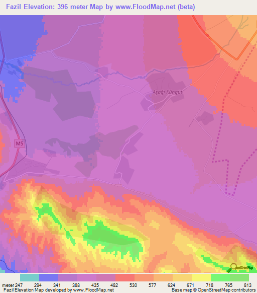 Fazil,Azerbaijan Elevation Map