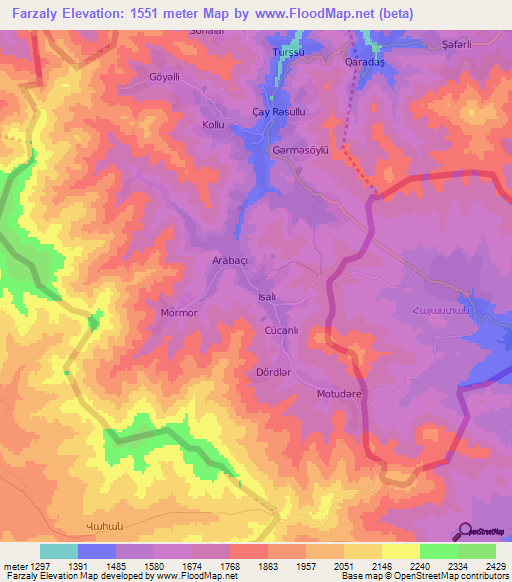 Farzaly,Azerbaijan Elevation Map