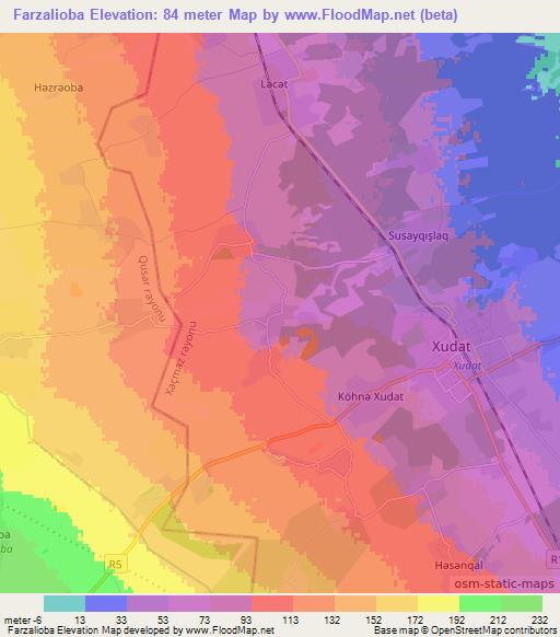 Farzalioba,Azerbaijan Elevation Map