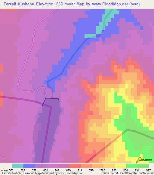 Farzali Kushchu,Azerbaijan Elevation Map