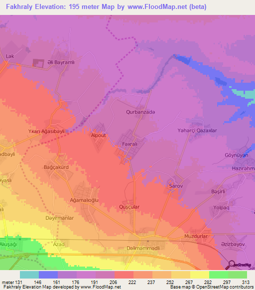 Fakhraly,Azerbaijan Elevation Map