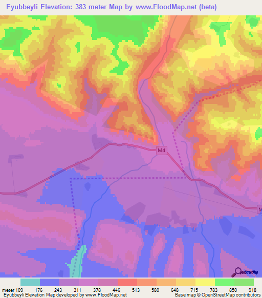 Eyubbeyli,Azerbaijan Elevation Map