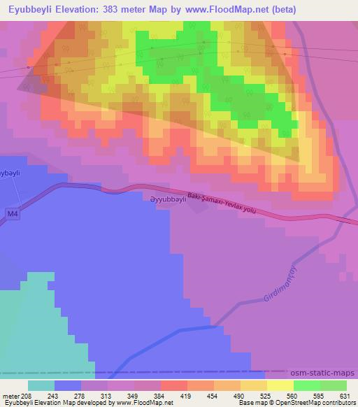 Eyubbeyli,Azerbaijan Elevation Map