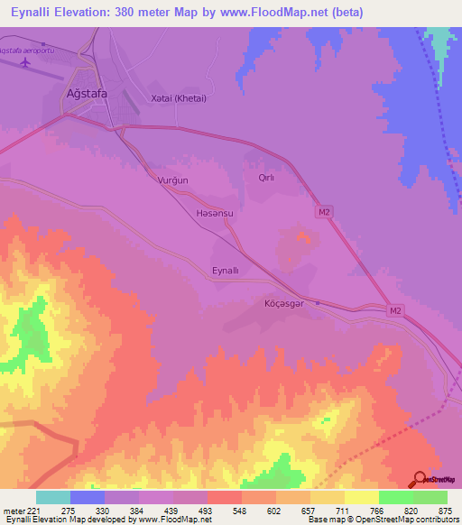 Eynalli,Azerbaijan Elevation Map