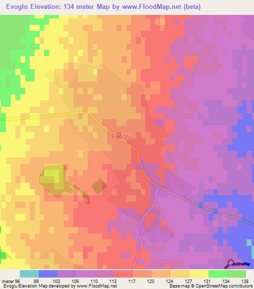 Evoglu,Azerbaijan Elevation Map