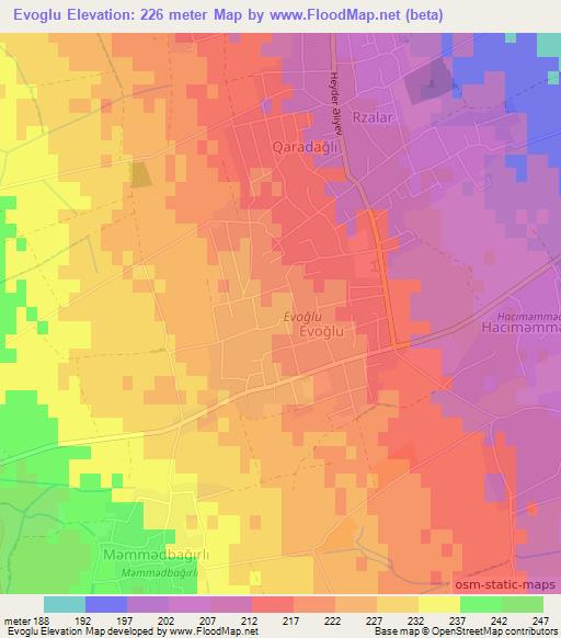 Evoglu,Azerbaijan Elevation Map