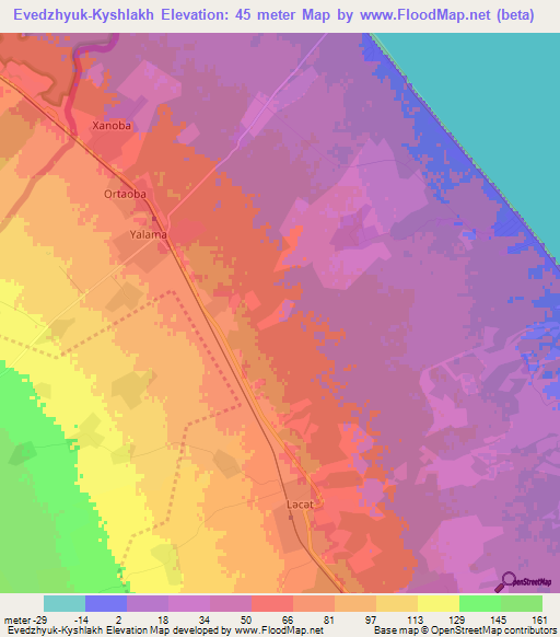 Evedzhyuk-Kyshlakh,Azerbaijan Elevation Map