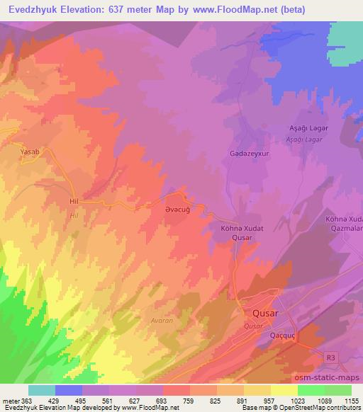 Evedzhyuk,Azerbaijan Elevation Map