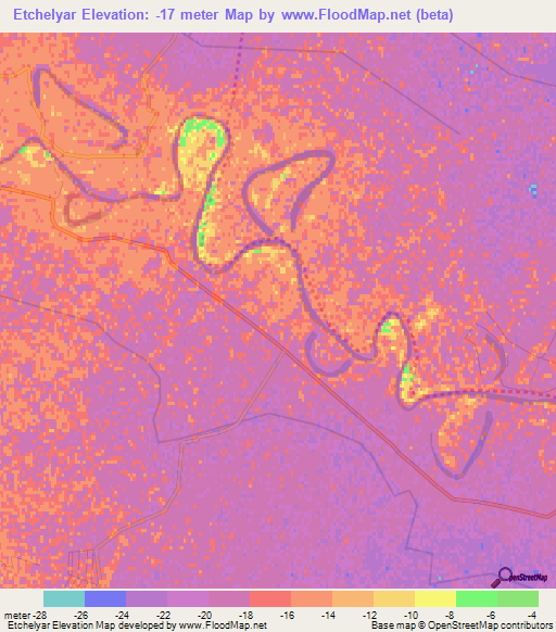 Etchelyar,Azerbaijan Elevation Map