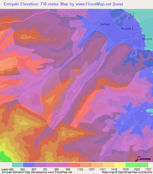 Ermyaki,Azerbaijan Elevation Map