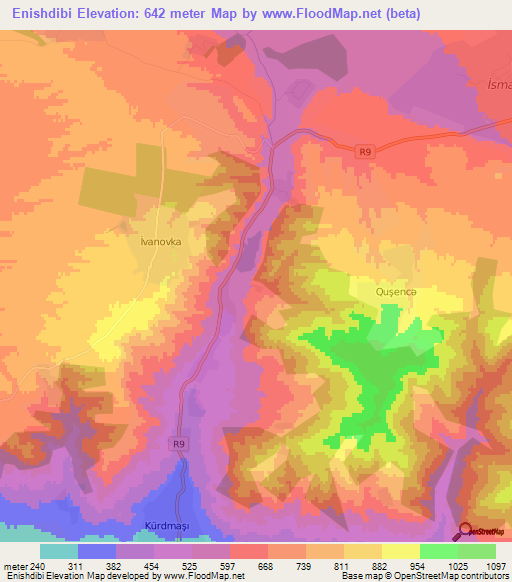 Enishdibi,Azerbaijan Elevation Map