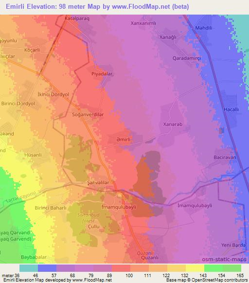 Emirli,Azerbaijan Elevation Map