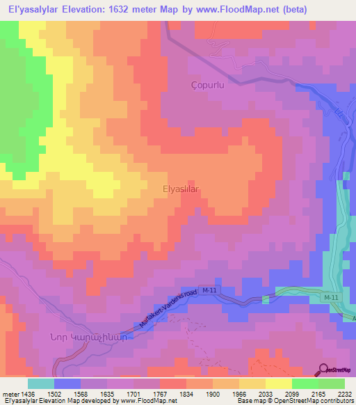 El'yasalylar,Azerbaijan Elevation Map