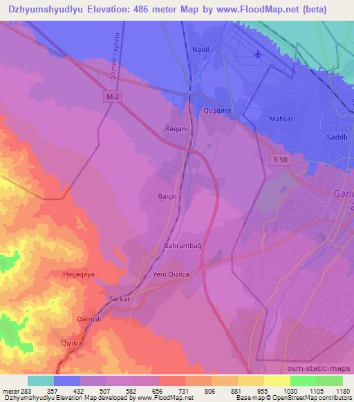 Dzhyumshyudlyu,Azerbaijan Elevation Map