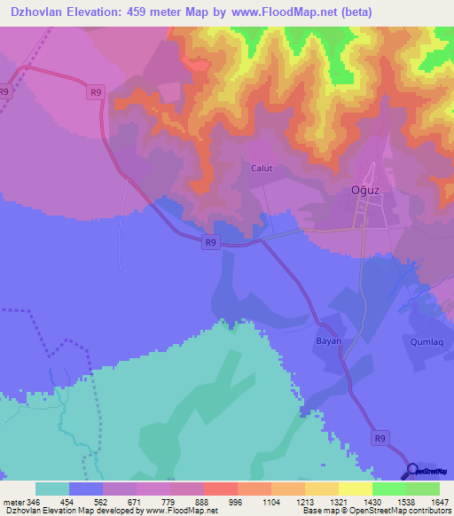 Dzhovlan,Azerbaijan Elevation Map