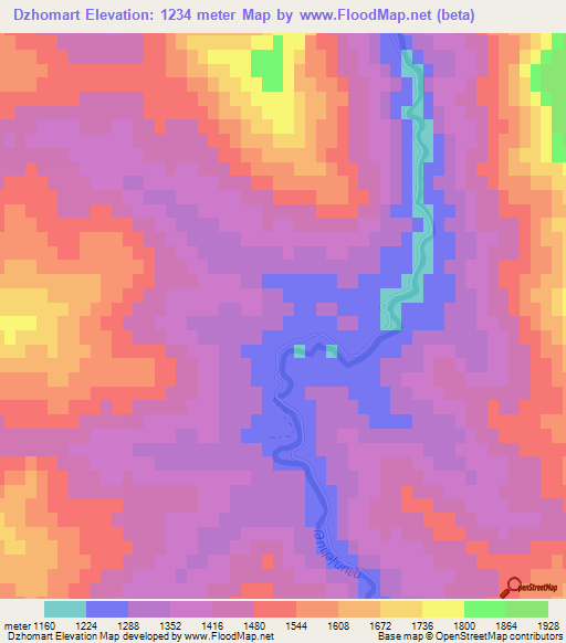 Dzhomart,Azerbaijan Elevation Map