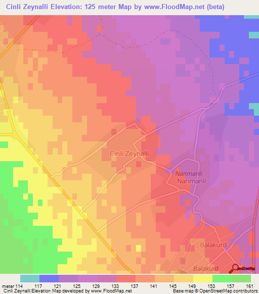 Cinli Zeynalli,Azerbaijan Elevation Map